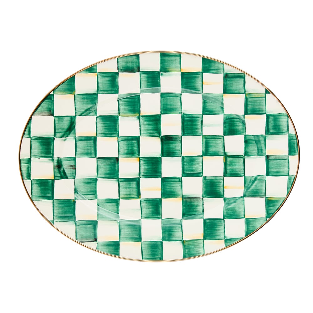 Emerald Check Medium Oval Platter mackenzie-childs Panama imagen 1