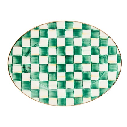 Emerald Check Medium Oval Platter Emerald Check Medium Oval Platter