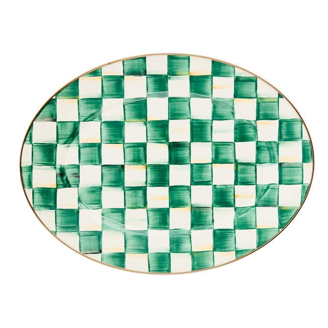 Emerald Check Medium Oval Platter image number 0