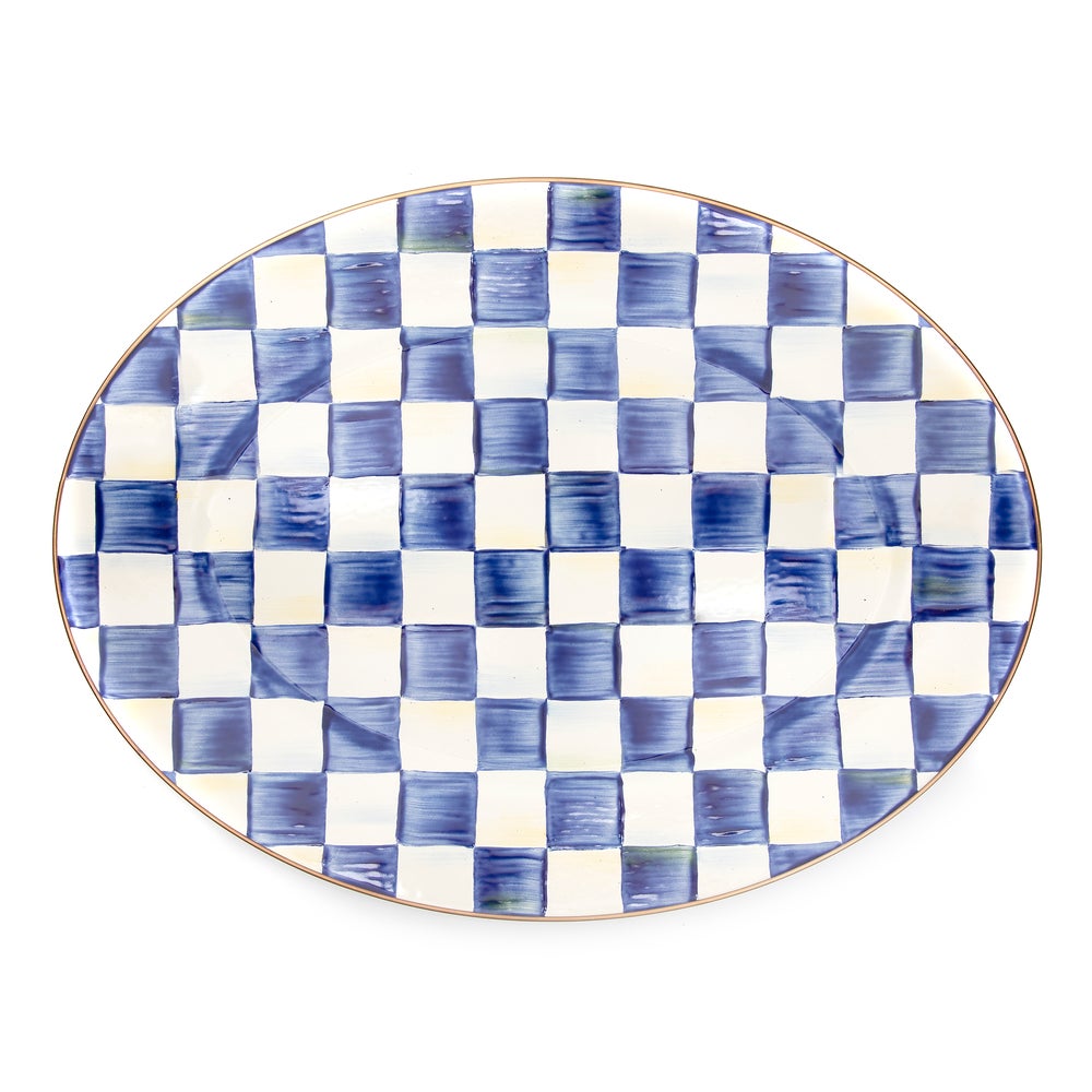 Check Enamel Oval Platter - Royal Check, Medium mackenzie-childs Panama imagen 1