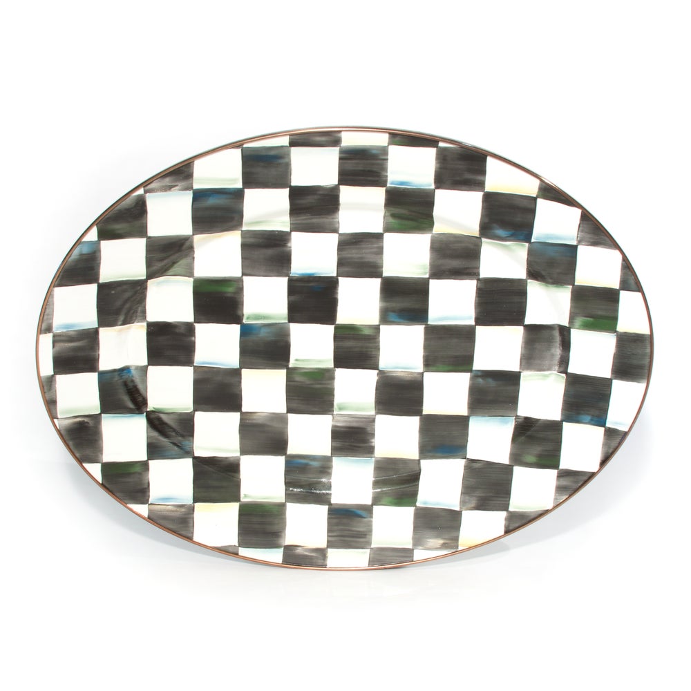Check Enamel Oval Platter - Courtly Check, Medium mackenzie-childs Panama imagen 1