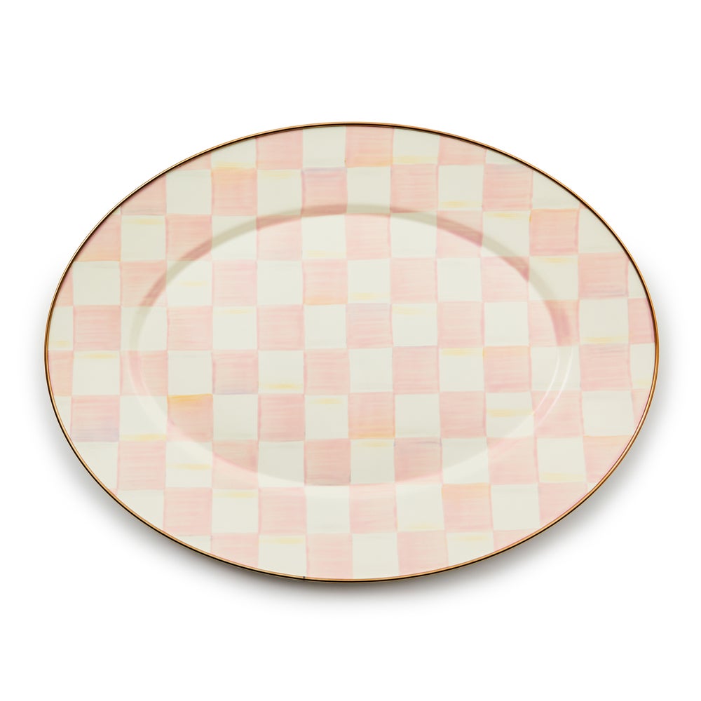Check Enamel Oval Platter - Rosy Check, Medium mackenzie-childs Panama imagen 1