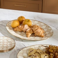 Mocha Check Medium Oval Platter