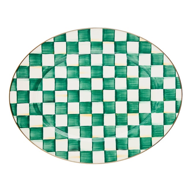 Emerald Check Large Oval Platter image number 0