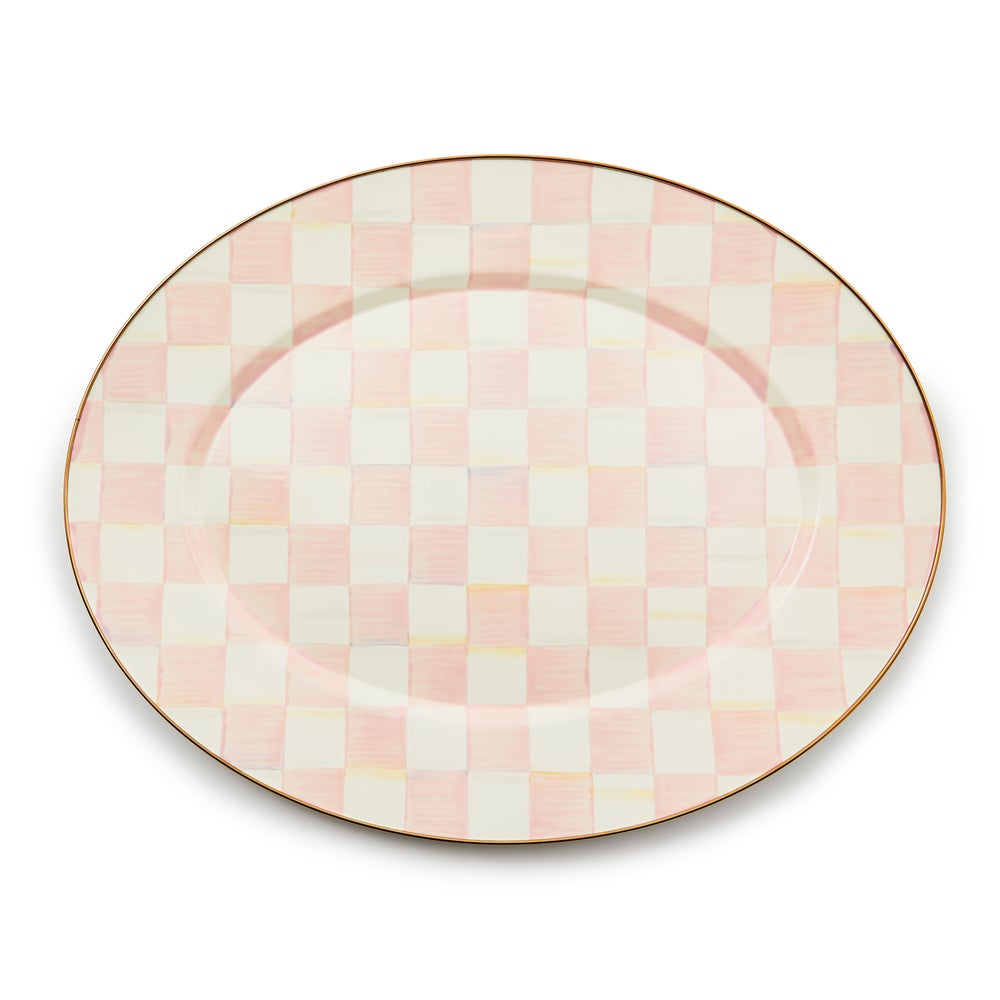 Check Enamel Oval Platter - Rosy Check, Large mackenzie-childs Panama imagen 1
