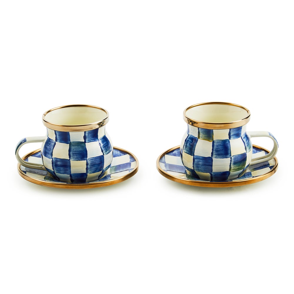 Rosy Check Espresso Cup & Saucer Set - Royal Check mackenzie-childs Panama imagen 1