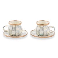 Sterling Check Espresso Cup & Saucer Set