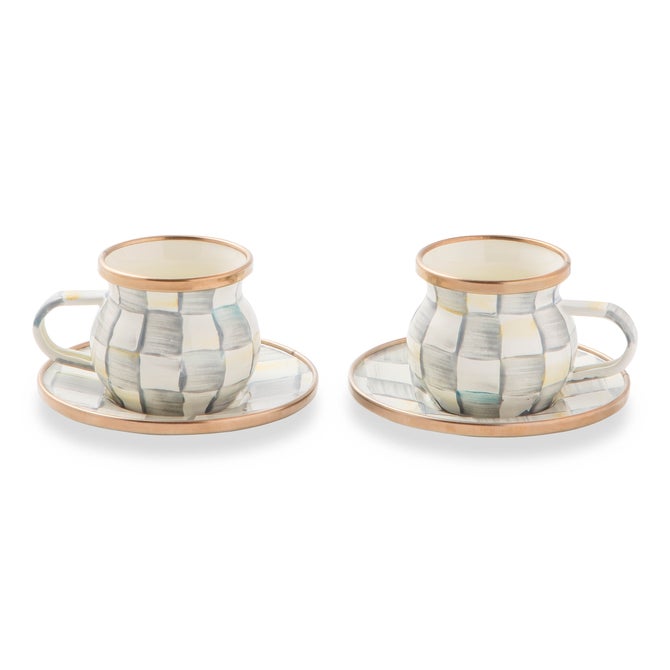 Sterling Check Espresso Cup & Saucer Set image number 1
