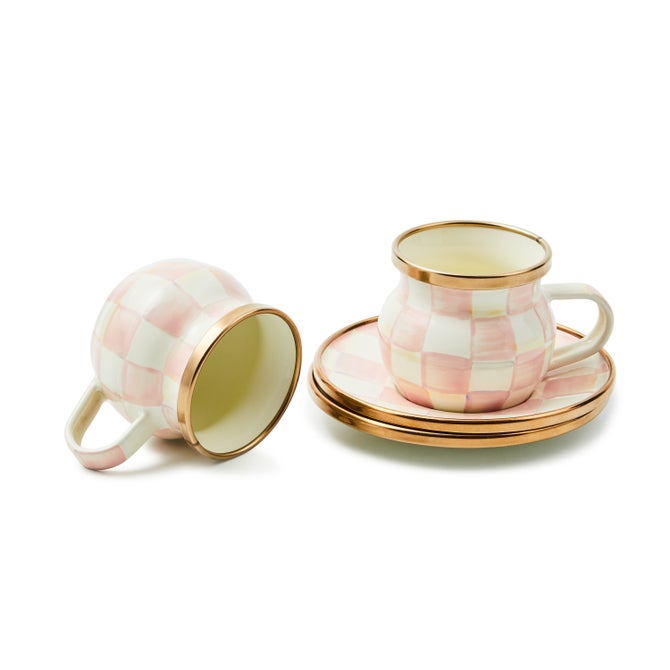 Rosy Check Espresso Cup & Saucer Set image number 1