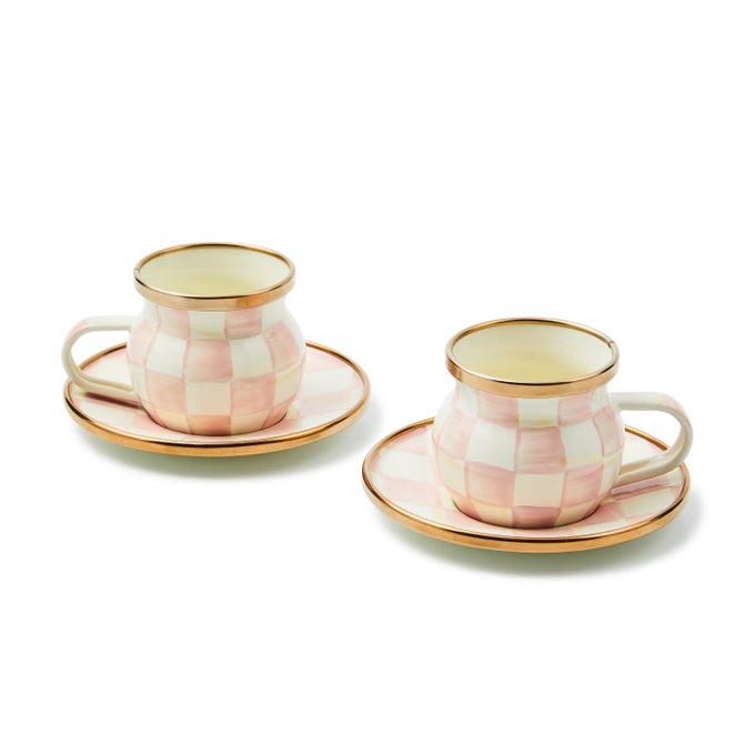 Rosy Check Espresso Cup & Saucer Set image number 0