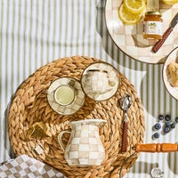 Mocha Check Espresso Cup & Saucer Set