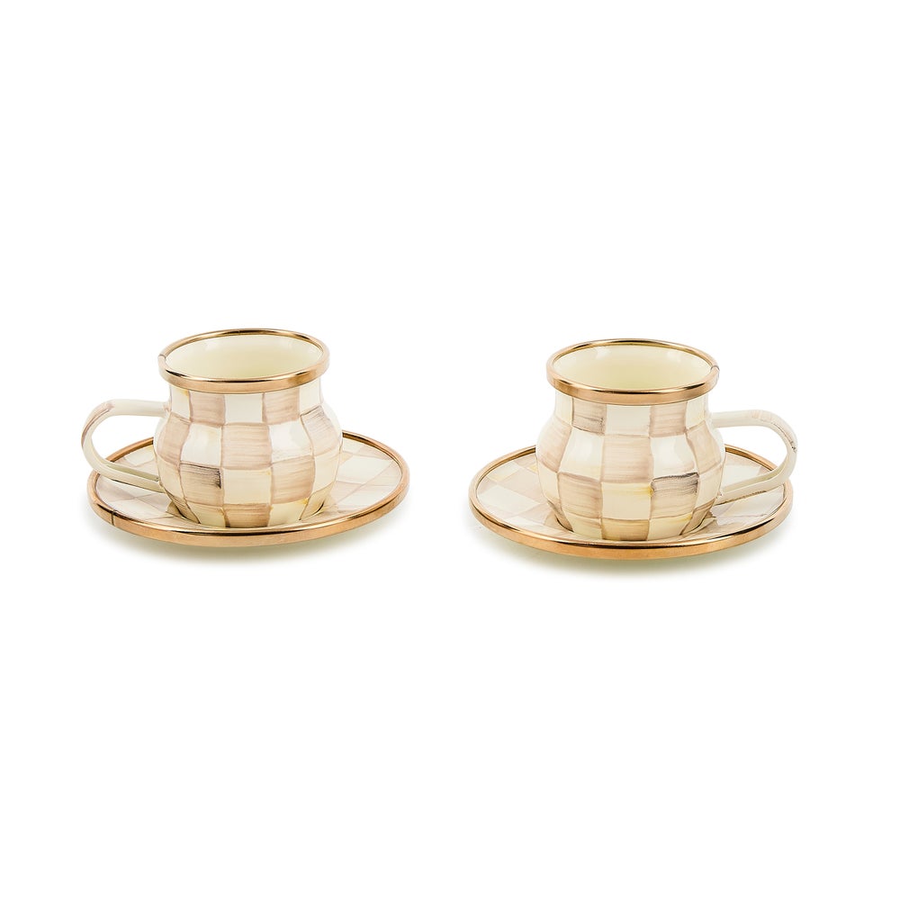Rosy Check Espresso Cup & Saucer Set - Mocha Check mackenzie-childs Panama imagen 1