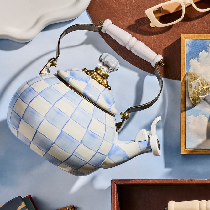 Sky Check Whistling Tea Kettle image number 1