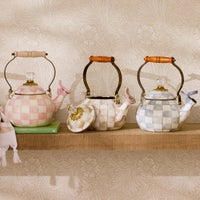 Mocha Check Whistling Tea Kettle