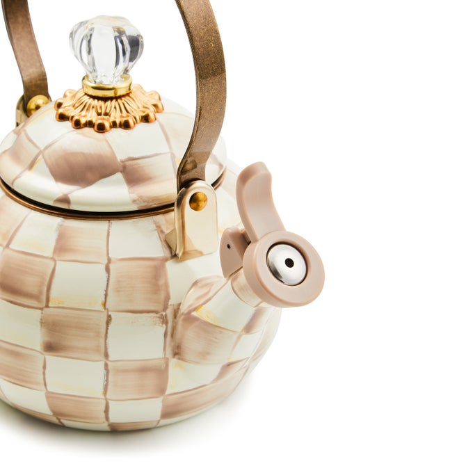 Mocha Check Whistling Tea Kettle image number 2