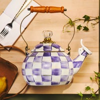 Violet Check Whistling Tea Kettle