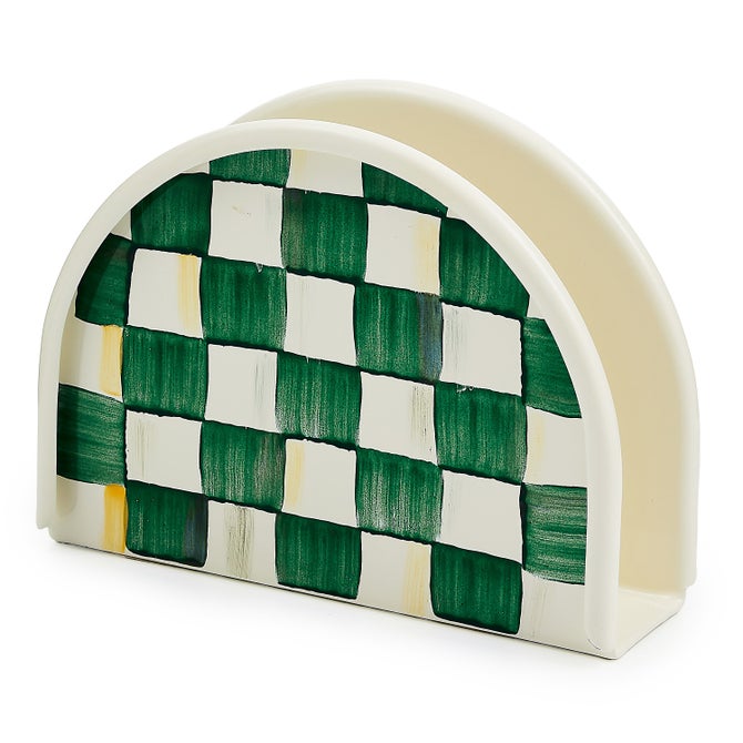 Emerald Check Enamel Napkin Holder image number 0