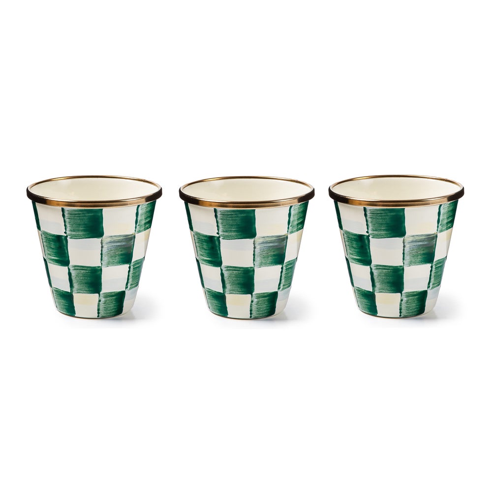 Rosy Check Herb Pots, Set of 3 - Emerald Check mackenzie-childs Panama imagen 1