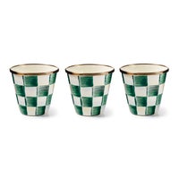 Emerald Check Herb Pots, Set of 3