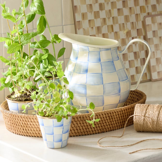 Sky Check Herb Pots, Set of 3 image number 1