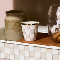 Mocha Check Herb Pots, Set of 3