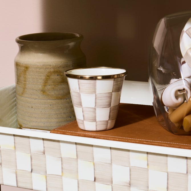 Mocha Check Herb Pots, Set of 3 image number 5