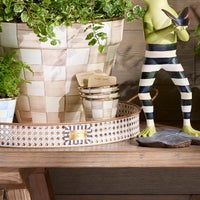 Mocha Check Herb Pots, Set of 3