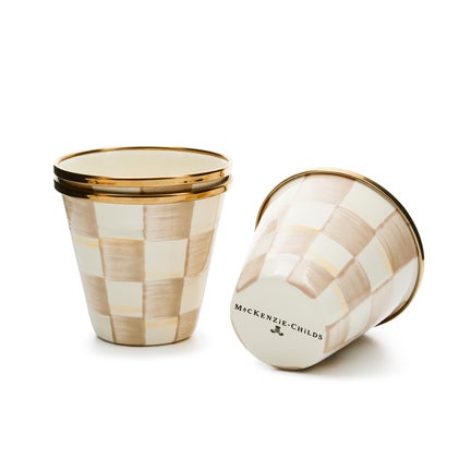 Mocha Check Herb Pots, Set of 3