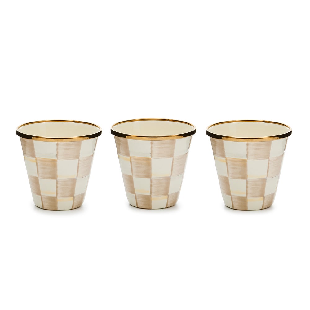 Rosy Check Herb Pots, Set of 3 - Mocha Check mackenzie-childs Panama imagen 1