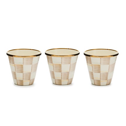 Mocha Check Herb Pots, Set of 3