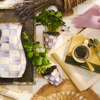Violet Check Herb Pots, Set of 3