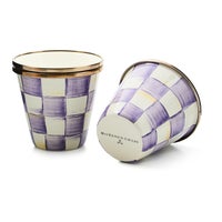 Violet Check Herb Pots, Set of 3