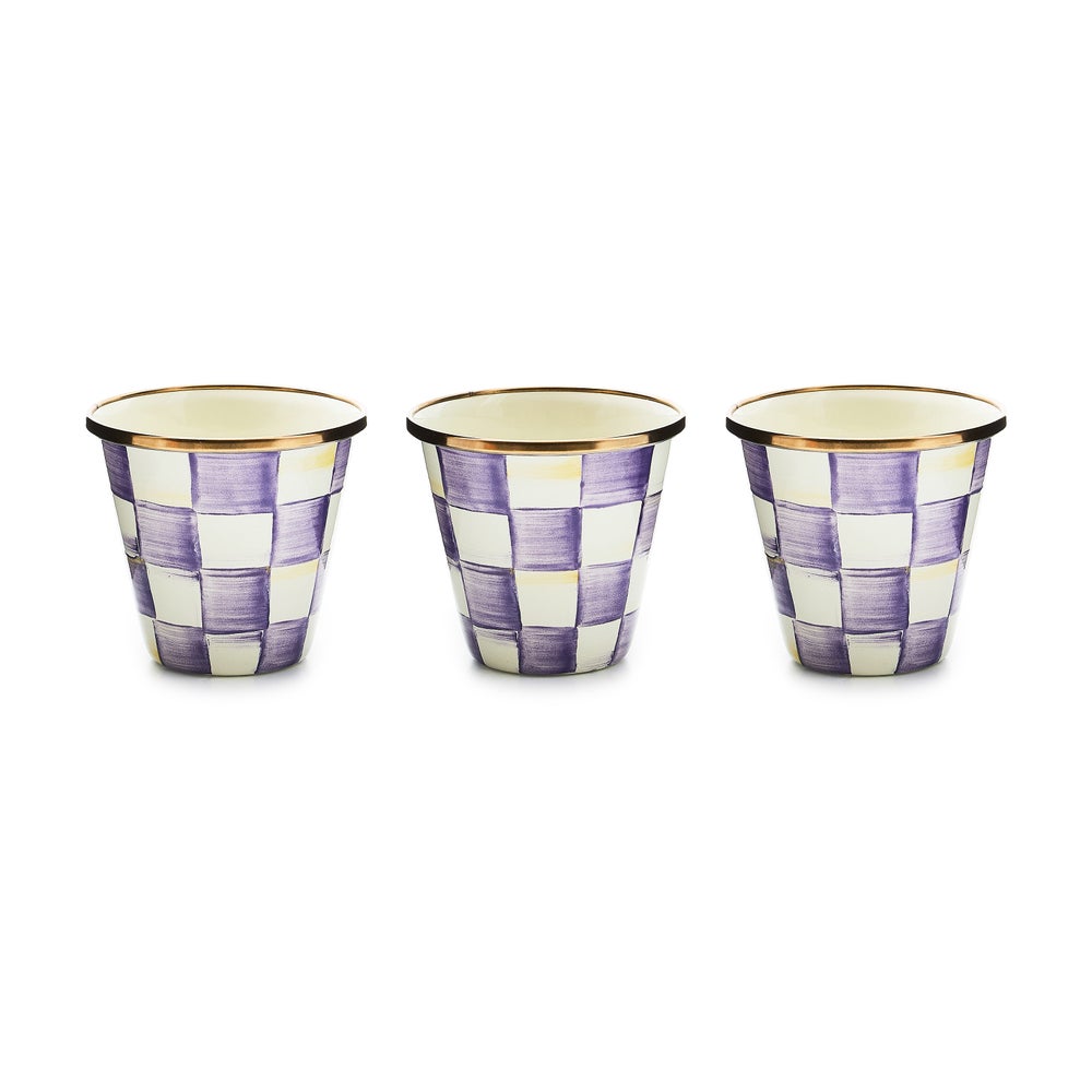 Violet Check Herb Pots, Set of 3 mackenzie-childs Panama imagen 1
