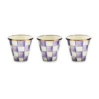 Violet Check Herb Pots, Set of 3