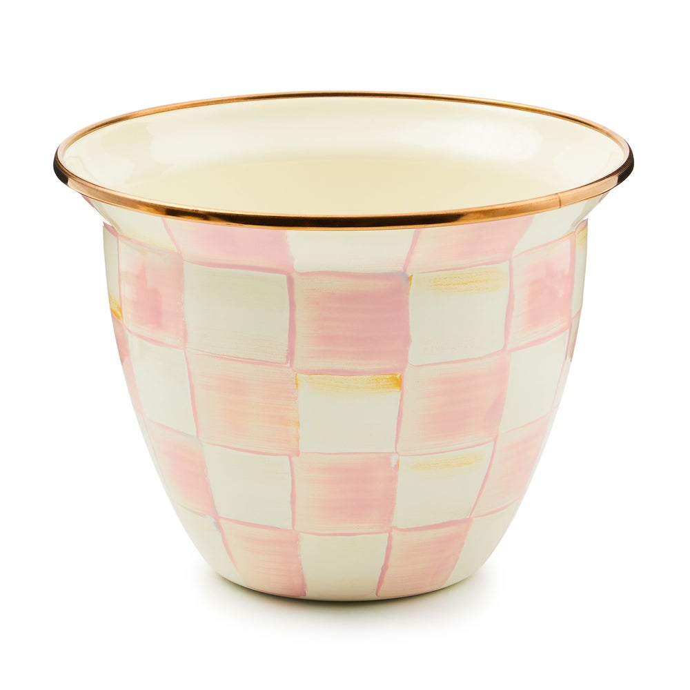 Enamel Check Large Flower Pot - Rosy Check mackenzie-childs Panama imagen 1