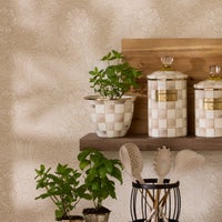 Mocha Check Large Flower Pot