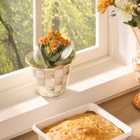 Mocha Check Large Flower Pot