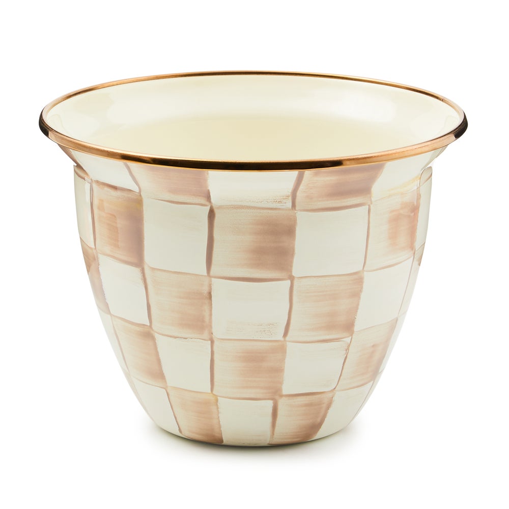 Enamel Check Large Flower Pot - Mocha Check mackenzie-childs Panama imagen 1