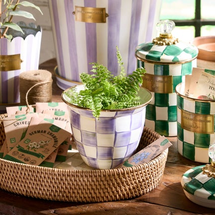 Violet Check Large Flower Pot