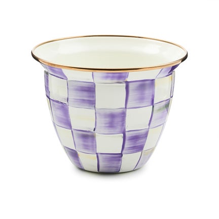 Violet Check Large Flower Pot