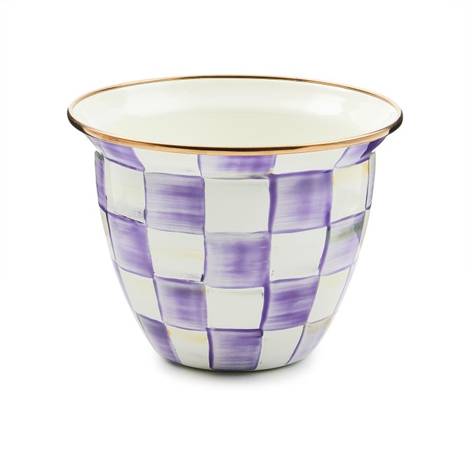 Violet Check Large Flower Pot image number 0