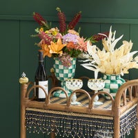 Emerald Check Pedestal Vase