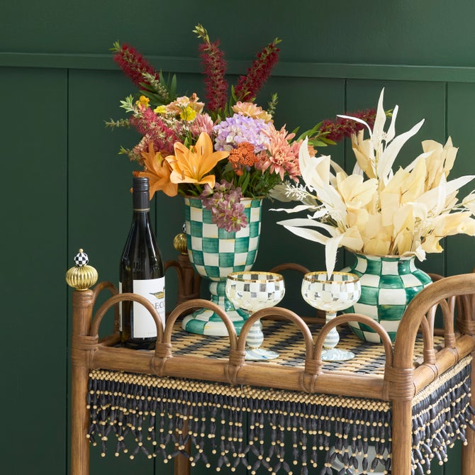 Emerald Check Pedestal Vase image number 2