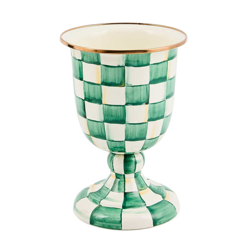 Emerald Check Pedestal Vase mackenzie-childs Panama imagen 1