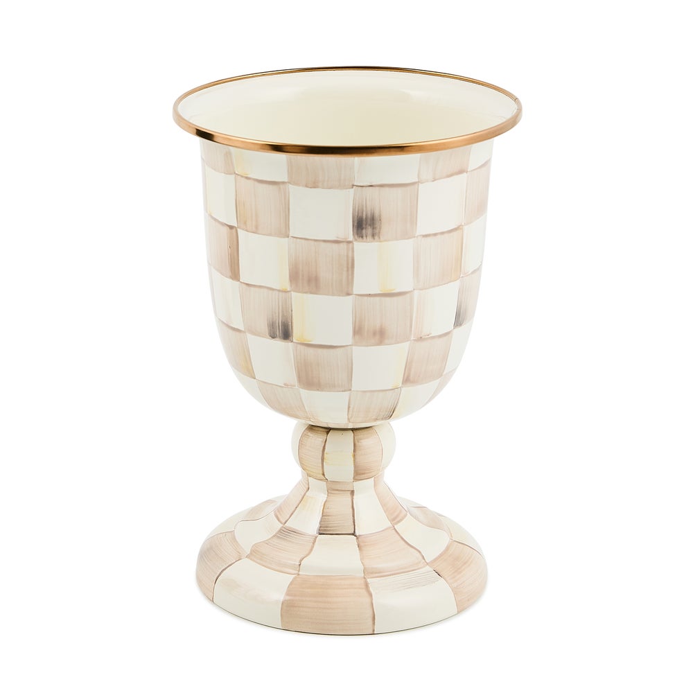 Enamel Pedestal Vase - Mocha Check mackenzie-childs Panama imagen 1