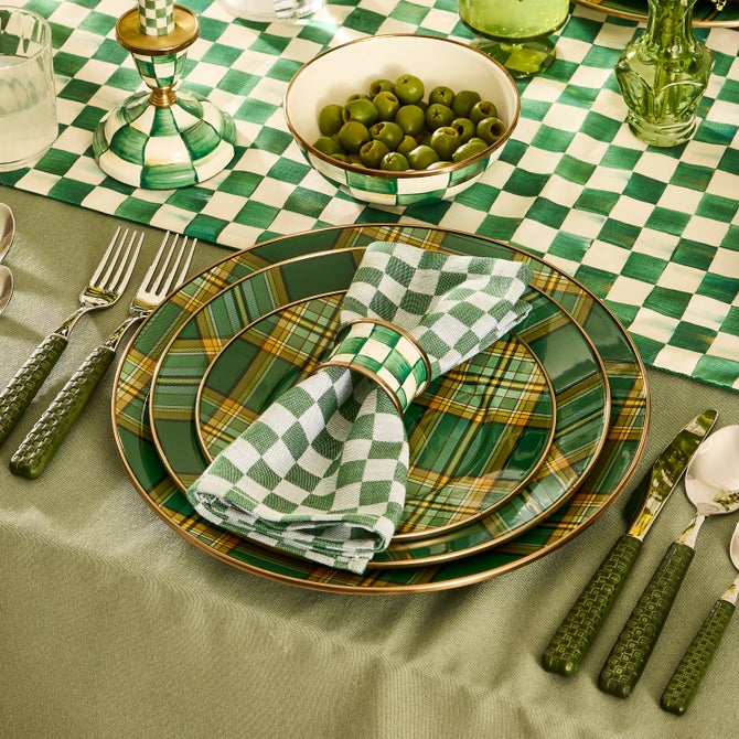 Emerald Check Napkin Rings, Set of 4 image number 3
