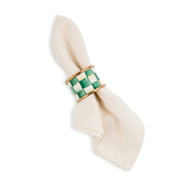 Emerald Check Napkin Rings, Set of 4 image number 2