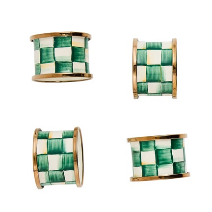 Emerald Check Napkin Rings, Set of 4 Emerald Check Napkin Rings, Set of 4