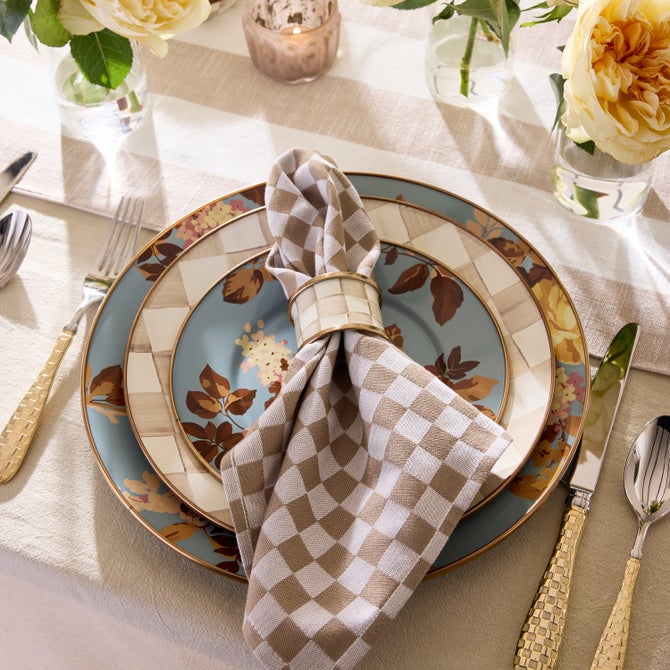Mocha Check Napkin Rings, Set of 4 image number 1