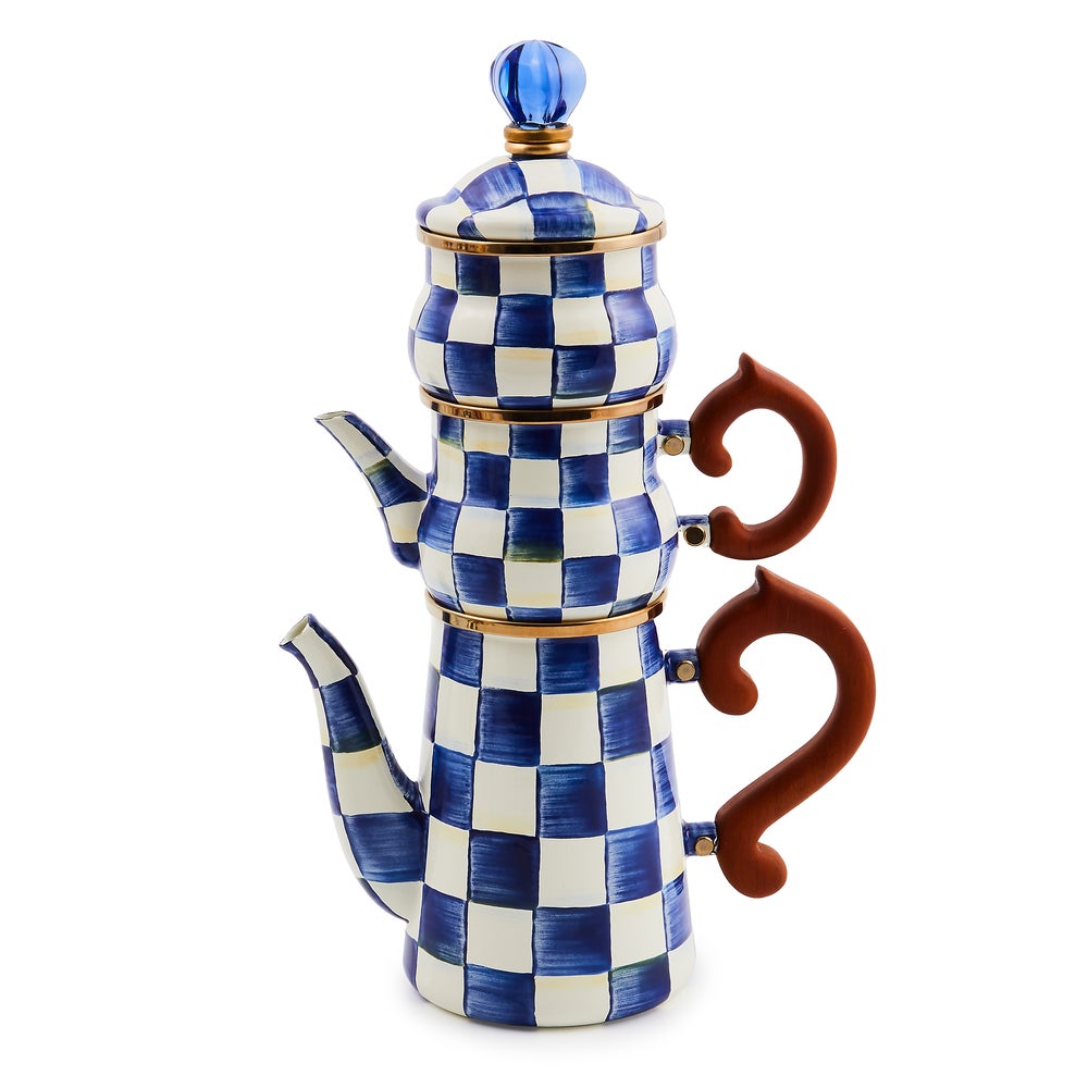 Sterling Check Stackable Coffee Set - Royal Check mackenzie-childs Panama imagen 1